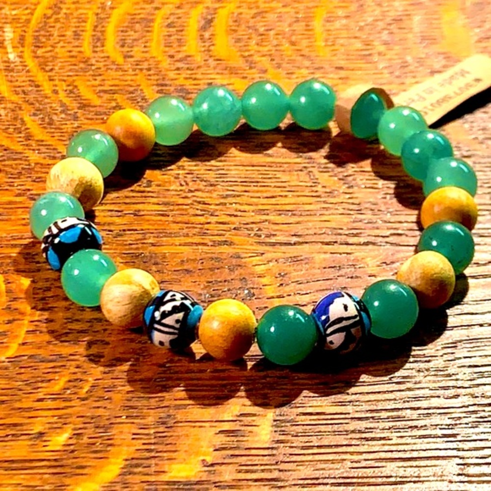 PALA SANTO GREEN AVENTURINE BRACELET STRETCH NEW HEALING STONES